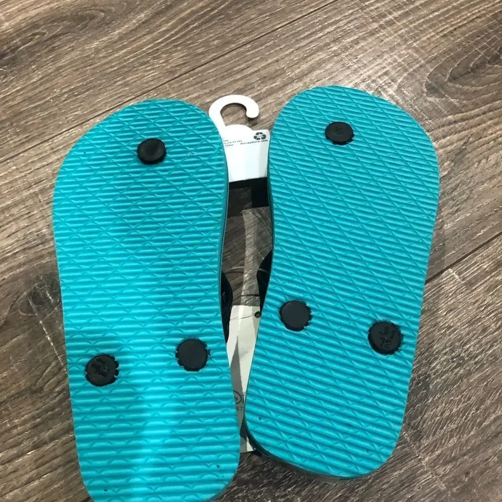 NEW Disney Flip Flops Size 11/12 Kids Flip Flops - Teal Perry Design